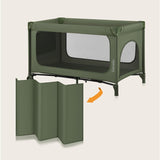 Patut pliant, Lionelo, Jasmin Easy Fold, Pana la 15 kg, Usor de pliat, Cu doua nivele, Cu saltea ergonomica T25, Cu intrare laterala cu fermoar, 2 roti cu frana, 123 x 67 cm, Conform cu EN 716, 0-36 luni, Verde