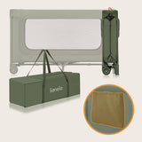Patut pliant, Lionelo, Jasmin Easy Fold, Pana la 15 kg, Usor de pliat, Cu doua nivele, Cu saltea ergonomica T25, Cu intrare laterala cu fermoar, 2 roti cu frana, 123 x 67 cm, Conform cu EN 716, 0-36 luni, Verde