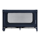 Patut pliant, Lionelo, Jasmin Easy Fold, Pana la 15 kg, Usor de pliat, Cu doua nivele, Cu saltea ergonomica T25, Cu intrare laterala cu fermoar, 2 roti cu frana, 123 x 67 cm, Conform cu EN 716, 0-36 luni, Albastru