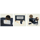 Patut pliant, Lionelo, Jasmin Easy Fold, Pana la 15 kg, Usor de pliat, Cu doua nivele, Cu saltea ergonomica T25, Cu intrare laterala cu fermoar, 2 roti cu frana, 123 x 67 cm, Conform cu EN 716, 0-36 luni, Albastru