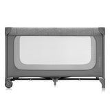 Patut pliant, Lionelo, Jasmin Easy Fold, Pana la 15 kg, Usor de pliat, Cu doua nivele, Cu saltea ergonomica T25, Cu intrare laterala cu fermoar, 2 roti cu frana, 123 x 67 cm, Conform cu EN 716, 0-36 luni, Gri