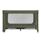 Patut pliant, Lionelo, Jasmin Easy Fold, Pana la 15 kg, Usor de pliat, Cu doua nivele, Cu saltea ergonomica T25, Cu intrare laterala cu fermoar, 2 roti cu frana, 123 x 67 cm, Conform cu EN 716, 0-36 luni, Verde