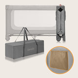 Patut pliant, Lionelo, Jasmin Easy Fold, Pana la 15 kg, Usor de pliat, Cu doua nivele, Cu saltea ergonomica T25, Cu intrare laterala cu fermoar, 2 roti cu frana, 123 x 67 cm, Conform cu EN 716, 0-36 luni, Gri