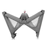 Patut pliant, Lionelo, Jasmin Easy Fold, Pana la 15 kg, Usor de pliat, Cu doua nivele, Cu saltea ergonomica T25, Cu intrare laterala cu fermoar, 2 roti cu frana, 123 x 67 cm, Conform cu EN 716, 0-36 luni, Gri