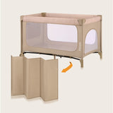 Patut pliant, Lionelo, Jasmin Easy Fold, Pana la 15 kg, Usor de pliat, Cu doua nivele, Cu saltea ergonomica T25, Cu intrare laterala cu fermoar, 2 roti cu frana, 123 x 67 cm, Conform cu EN 716, 0-36 luni, Bej