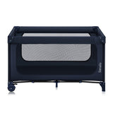 Patut pliant, Lionelo, Jasmin Easy Fold, Pana la 15 kg, Usor de pliat, Cu doua nivele, Cu saltea ergonomica T25, Cu intrare laterala cu fermoar, 2 roti cu frana, 123 x 67 cm, Conform cu EN 716, 0-36 luni, Albastru