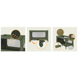 Patut pliant, Lionelo, Jasmin Easy Fold, Pana la 15 kg, Usor de pliat, Cu doua nivele, Cu saltea ergonomica T25, Cu intrare laterala cu fermoar, 2 roti cu frana, 123 x 67 cm, Conform cu EN 716, 0-36 luni, Verde