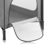 Patut pliant, Lionelo, Jasmin Easy Fold, Pana la 15 kg, Usor de pliat, Cu doua nivele, Cu saltea ergonomica T25, Cu intrare laterala cu fermoar, 2 roti cu frana, 123 x 67 cm, Conform cu EN 716, 0-36 luni, Gri