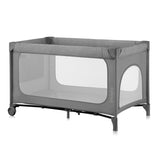 Patut pliant, Lionelo, Jasmin Easy Fold, Pana la 15 kg, Usor de pliat, Cu doua nivele, Cu saltea ergonomica T25, Cu intrare laterala cu fermoar, 2 roti cu frana, 123 x 67 cm, Conform cu EN 716, 0-36 luni, Gri