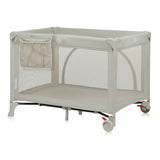 Patut pliant, Lionelo, Laura, 102 x 74 cm, Cu doua nivele, Functie de tarc, Cu roti, Include salteluta si geanta de transport, Pereti din plasa, Deschidere laterala, Pana la 15 kg, 0 luni +, Bej