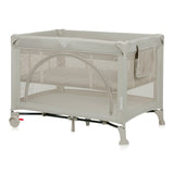 Patut pliant, Lionelo, Laura, 102 x 74 cm, Cu doua nivele, Functie de tarc, Cu roti, Include salteluta si geanta de transport, Pereti din plasa, Deschidere laterala, Pana la 15 kg, 0 luni +, Bej
