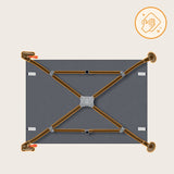 Patut pliant, Lionelo, Laura, 102 x 74 cm, Cu doua nivele, Functie de tarc, Cu roti, Include salteluta si geanta de transport, Pereti din plasa, Deschidere laterala, Pana la 15 kg, 0 luni +, Gri