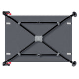 Patut pliant, Lionelo, Laura, 102 x 74 cm, Cu doua nivele, Functie de tarc, Cu roti, Include salteluta si geanta de transport, Pereti din plasa, Deschidere laterala, Pana la 15 kg, 0 luni +, Gri