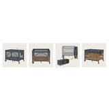 Patut pliant, Lionelo, Laura, 102 x 74 cm, Cu doua nivele, Functie de tarc, Cu roti, Include salteluta si geanta de transport, Pereti din plasa, Deschidere laterala, Pana la 15 kg, 0 luni +, Gri