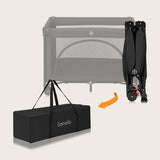 Patut pliant, Lionelo, Laura, 102 x 74 cm, Cu doua nivele, Functie de tarc, Cu roti, Include salteluta si geanta de transport, Pereti din plasa, Deschidere laterala, Pana la 15 kg, 0 luni +, Negru