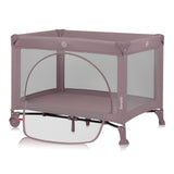 Patut pliant, Lionelo, Laura, 102 x 74 cm, Cu doua nivele, Functie de tarc, Cu roti, Include salteluta si geanta de transport, Pereti din plasa, Deschidere laterala, Pana la 15 kg, 0 luni +, Roz