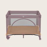 Patut pliant, Lionelo, Laura, 102 x 74 cm, Cu doua nivele, Functie de tarc, Cu roti, Include salteluta si geanta de transport, Pereti din plasa, Deschidere laterala, Pana la 15 kg, 0 luni +, Roz