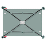 Patut pliant, Lionelo, Laura, 102 x 74 cm, Cu doua nivele, Functie de tarc, Cu roti, Include salteluta si geanta de transport, Pereti din plasa, Deschidere laterala, Pana la 15 kg, 0 luni +, Verde