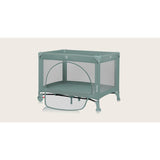 Patut pliant, Lionelo, Laura, 102 x 74 cm, Cu doua nivele, Functie de tarc, Cu roti, Include salteluta si geanta de transport, Pereti din plasa, Deschidere laterala, Pana la 15 kg, 0 luni +, Verde