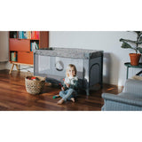 Patut pliant, Lionelo, Stefi, Cu un nivel, Cu intrare laterala cu fermoar, 2 roti, 120x60 cm, Conform cu standardul european de securitate EN 716, Albastru