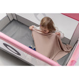 Patut pliant, Lionelo, Stefi, Cu un nivel, Cu intrare laterala cu fermoar, 2 roti, 120x60 cm, Conform cu standardul european de securitate EN 716, Albastru