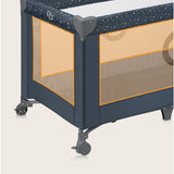 Patut pliant, Lionelo, Stefi, Cu un nivel, Cu intrare laterala cu fermoar, 2 roti, 120x60 cm, Conform cu standardul european de securitate EN 716, Albastru