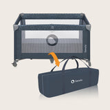 Patut pliant, Lionelo, Stefi, Cu un nivel, Cu intrare laterala cu fermoar, 2 roti, 120x60 cm, Conform cu standardul european de securitate EN 716, Albastru