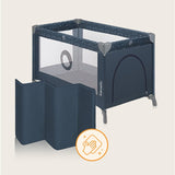 Patut pliant, Lionelo, Stefi, Cu un nivel, Cu intrare laterala cu fermoar, 2 roti, 120x60 cm, Conform cu standardul european de securitate EN 716, Albastru