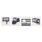 Patut pliant, Lionelo, Stefi, Cu un nivel, Cu intrare laterala cu fermoar, 2 roti, 120x60 cm, Conform cu standardul european de securitate EN 716, Albastru