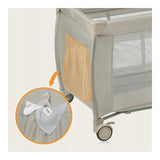 Patut pliant, Lionelo, Stefi Plus, Cu doua nivele, Cu intrare laterala cu fermoar, 2 roti, 120 x 60 cm, Conform cu standardul european de securitate EN 716, Bej