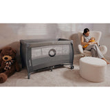 Patut pliant, Lionelo, Stefi Plus, Cu doua nivele, Cu intrare laterala cu fermoar, 2 roti, 120 x 60 cm, Conform cu standardul european de securitate EN 716, Bej