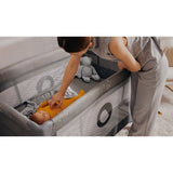 Patut pliant, Lionelo, Stefi Plus, Cu doua nivele, Cu intrare laterala cu fermoar, 2 roti, 120 x 60 cm, Conform cu standardul european de securitate EN 716, Bej