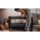 Patut pliant, Lionelo, Stefi Plus, Cu doua nivele, Cu intrare laterala cu fermoar, 2 roti, 120 x 60 cm, Conform cu standardul european de securitate EN 716, Bej