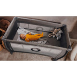 Patut pliant, Lionelo, Stefi Plus, Cu doua nivele, Cu intrare laterala cu fermoar, 2 roti, 120 x 60 cm, Conform cu standardul european de securitate EN 716, Bej