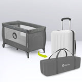 Patut pliant, Lionelo, Stefi Plus, Cu doua nivele, Cu intrare laterala cu fermoar, 2 roti, 120 x 60 cm, Conform cu standardul european de securitate EN 716, Verde Olive