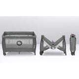 Patut pliant, Lionelo, Stefi Plus, Cu doua nivele, Cu intrare laterala cu fermoar, 2 roti, 120 x 60 cm, Conform cu standardul european de securitate EN 716, Verde Olive