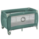 Patut pliant, Lionelo, Stefi Plus, Cu doua nivele, Cu intrare laterala cu fermoar, 2 roti, 120 x 60 cm, Conform cu standardul european de securitate EN 716, Verde Olive