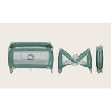 Patut pliant, Lionelo, Stefi Plus, Cu doua nivele, Cu intrare laterala cu fermoar, 2 roti, 120 x 60 cm, Conform cu standardul european de securitate EN 716, Verde Olive