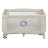 Patut pliant, Lionelo, Sven Plus, 120x60 cm, Cu doua nivele, Cu arcada jucarii, masuta de infasat, vibratii, melodii, conform cu standardele europeane de securitate EN716 si EN12221, Bej Latte