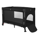 Patut pliant multifunctional, Lionelo, Ellen, Cu laterala culisanta, Nivel suplimentar, Intrare laterala cu fermoar, 2 roti, Saltea pliabila si geanta de transport incluse, 0- 36 luni, Pana la 15 kg, 120x60 cm, Conform cu EN 716, Negru