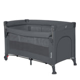 Patut pliant multifunctional, Lionelo, Ellen, Cu laterala culisanta, Nivel suplimentar, Intrare laterala cu fermoar, 2 roti, Saltea pliabila si geanta de transport incluse, 0- 36 luni, Pana la 15 kg, 120x60 cm, Conform cu EN 716, Gri