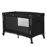 Patut pliant multifunctional, Lionelo, Ellen, Cu laterala culisanta, Nivel suplimentar, Intrare laterala cu fermoar, 2 roti, Saltea pliabila si geanta de transport incluse, 0- 36 luni, Pana la 15 kg, 120x60 cm, Conform cu EN 716, Negru