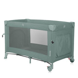 Patut pliant multifunctional, Lionelo, Ellen, Cu laterala culisanta, Nivel suplimentar, Intrare laterala cu fermoar, 2 roti, Saltea pliabila si geanta de transport incluse, 0- 36 luni, Pana la 15 kg, 120x60 cm, Conform cu EN 716, Verde