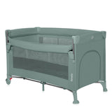 Patut pliant multifunctional, Lionelo, Ellen, Cu laterala culisanta, Nivel suplimentar, Intrare laterala cu fermoar, 2 roti, Saltea pliabila si geanta de transport incluse, 0- 36 luni, Pana la 15 kg, 120x60 cm, Conform cu EN 716, Verde