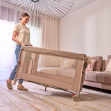 Patut pliant multifunctional, Lionelo, Ellen, Cu laterala culisanta, Nivel suplimentar, Intrare laterala cu fermoar, 2 roti, Saltea pliabila si geanta de transport incluse, 0- 36 luni, Pana la 15 kg, 120x60 cm, Conform cu EN 716, Verde