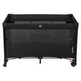 Patut pliant multifunctional, Lionelo, Ellen, Cu laterala culisanta, Nivel suplimentar, Intrare laterala cu fermoar, 2 roti, Saltea pliabila si geanta de transport incluse, 0- 36 luni, Pana la 15 kg, 120x60 cm, Conform cu EN 716, Negru