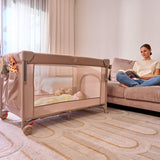 Patut pliant multifunctional, Lionelo, Ellen, Cu laterala culisanta, Nivel suplimentar, Intrare laterala cu fermoar, 2 roti, Saltea pliabila si geanta de transport incluse, 0- 36 luni, Pana la 15 kg, 120x60 cm, Conform cu EN 716, Verde