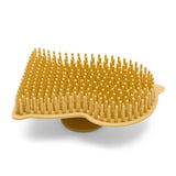 Perie de baie, New Baby, Din silicon, Cu peri moi, Maner ergonomic, Pentru pielea sensibila, 8x11 cm, 0 luni+, Dinosaur/Beige