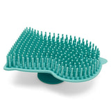 Perie de baie, New Baby, Din silicon, Cu peri moi, Maner ergonomic, Pentru pielea sensibila, 8x11 cm, 0 luni+, Dinosaur/Blue