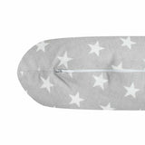 Perna alaptare, New Baby, Diametru 16 cm, Lungime in jurul circumferintei 125 cm, Bumbac, 100% antialergic, Husa detasabila, 0 luni+, Stars Grey